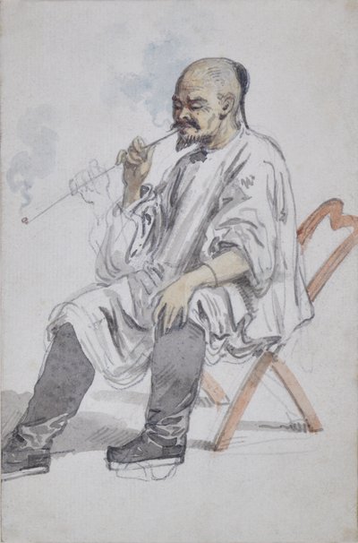 Uomo cinese seduto che fuma da William Alexander