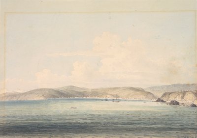 Il villaggio di Almandral nella Baia di Valparaiso, con vista sulle Ande da William Alexander