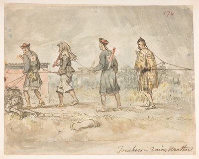 Tracciatori in tempo piovoso, da un Album di 278 disegni di paesaggi, coste, costumi e vita quotidiana realizzati durante l