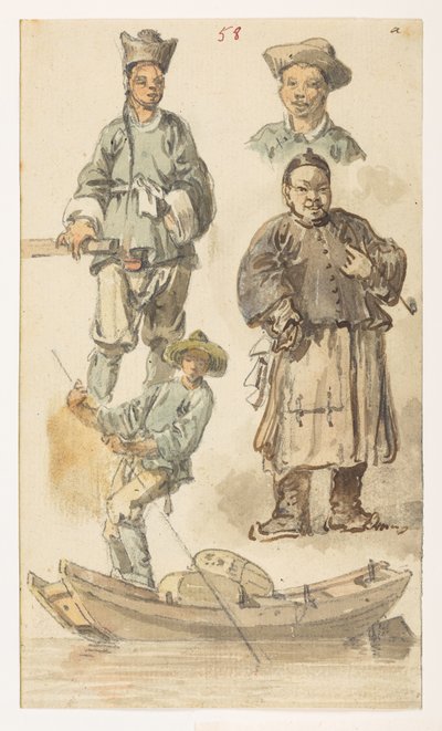 Studi di cinesi, da un Album di 372 disegni di paesaggi, coste, costumi e vita quotidiana realizzati durante l