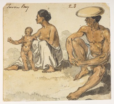 Uomo, donna e bambino di Turon Bay. da un Album di 372 disegni di paesaggi, coste, costumi e vita quotidiana realizzati durante l
