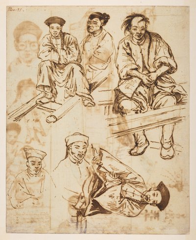 [f.57 140v Studi di figure, uomini cinesi. 