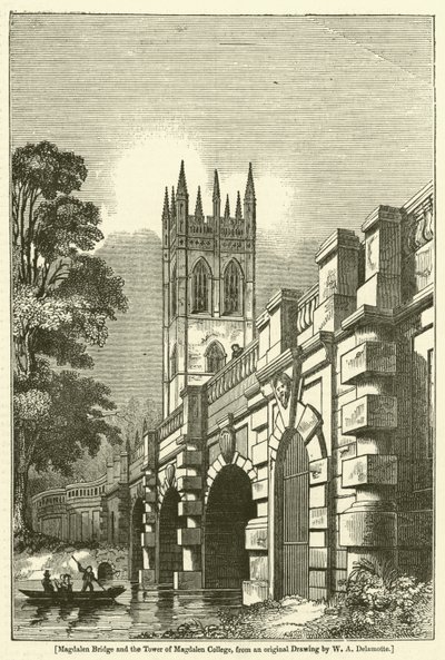 Ponte di Magdalen e Torre del Magdalen College da William Alfred Delamotte