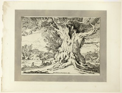 Riposo, Uomini e Cani Sotto un Grande Albero, dal primo numero di Specimens of Polyautography da William Alfred Delamotte