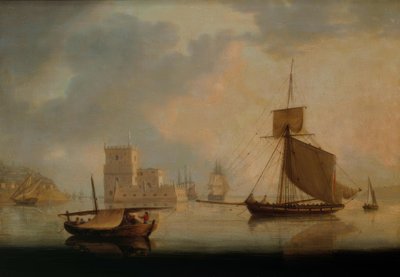Cutter navale presso la Torre di Belem alla foce del Tago da William Anderson