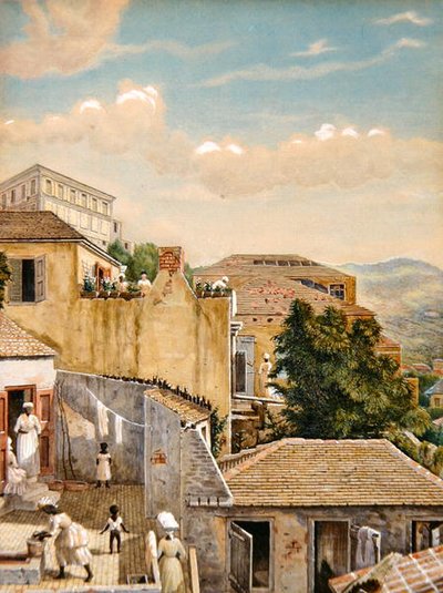 Una famiglia su un tetto a St Thomas, Isole Vergini da William August Thulstrup