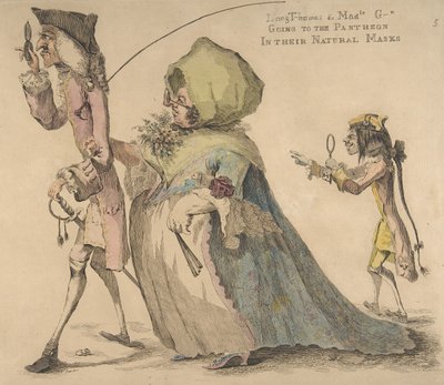 Long Thomas e Mad-le G-d vanno al Pantheon con le loro maschere naturali, 1 maggio 1773 da William Austin