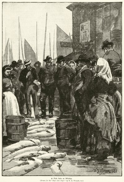 Una vendita di pesce a Whitby da William Barnes (after) Wollen