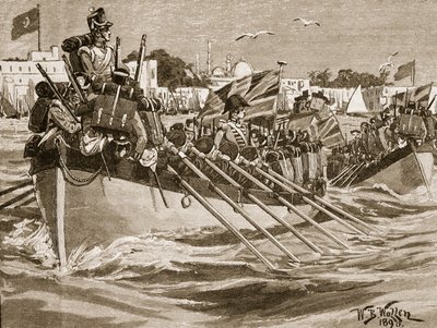 Partenza delle truppe britanniche da Alessandria, 1807, illustrazione da 
