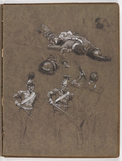 Studi per il dipinto a olio, La bandiera: Albuhera, 16 maggio 1811 da William Barnes Wollen