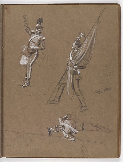 Studi per il dipinto a olio, La bandiera: Albuhera, 16 maggio 1811 da William Barnes Wollen