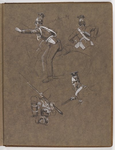 Studi per il dipinto a olio, La bandiera: Albuhera, 16 maggio 1811 da William Barnes Wollen