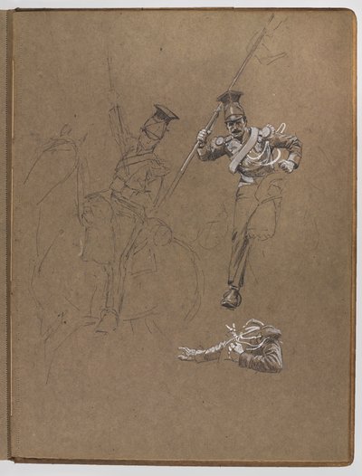Studi per il dipinto a olio, La bandiera: Albuhera, 16 maggio 1811 da William Barnes Wollen