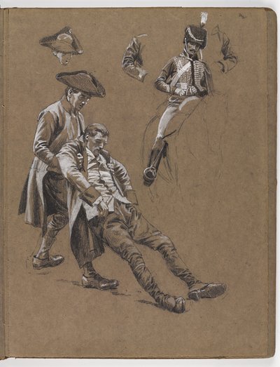 Studio per il dipinto a olio di William Barns Wollen, La battaglia di Lexington 1775 da William Barnes Wollen