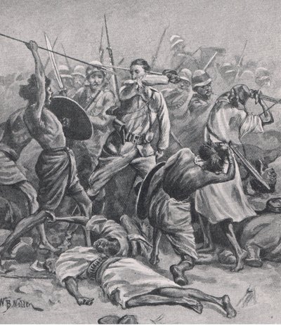 La piazza di Abu-Klea, 17 gennaio 1885, illustrazione da British Battles on Land and Sea, 1915 da William Barnes Wollen