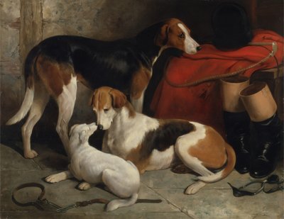 Una coppia di segugi di Lord Henry Bentinck con un terrier da William Barraud