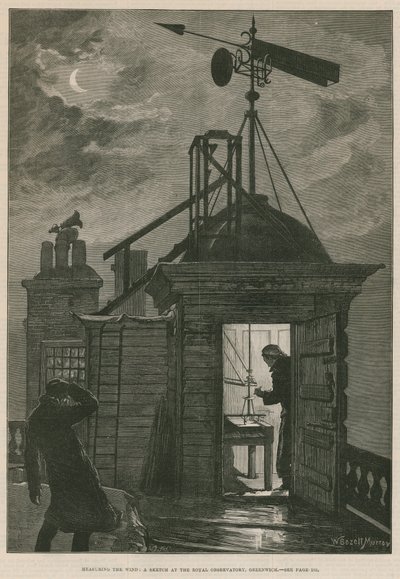 Misurare il vento; Uno schizzo al Royal Observatory, Greenwich (incisione) da William Bazett Murray