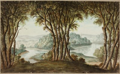 Paesaggio fluviale visto attraverso gli alberi da William Beilby