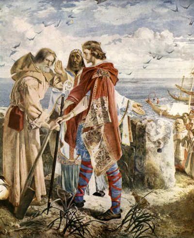 Egfrith offre il vescovado di Hexham a Cuthbert, 678 da William Bell Scott