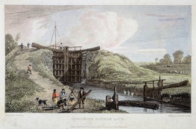 Doppia chiusa di Dudgrove sopra Lechlade, Canale del Tamigi e Severn, 1814 da William Bernard Cooke