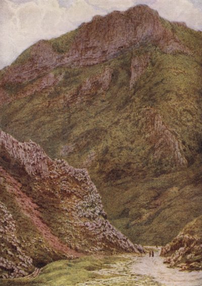La Roccia del Leone nei Winnats, tra Castleton ed Edale (litografia a colori) da William Biscombe Gardner