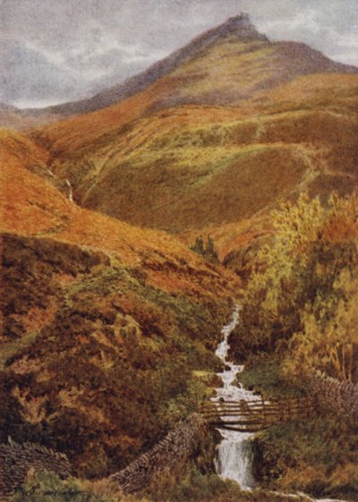 The Nab e Golden Clough da Grindslow Dell, Edale (litografia a colori) da William Biscombe Gardner