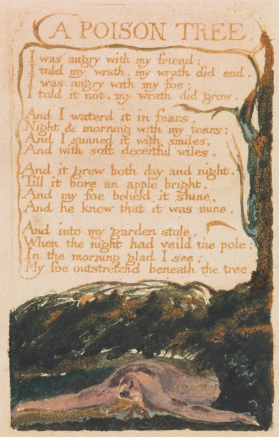 Canti dell'Innocenza e dell'Esperienza, Tavola 41, "Un Albero Velenoso" (Bentley 49) da William Blake
