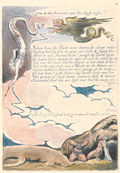 America. Una Profezia, Tavola 6, Apparire agli Americani.... da William Blake