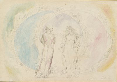 Beatrice e Dante nei Gemelli, tra le sfere di fiamma, 1825-1827 da William Blake