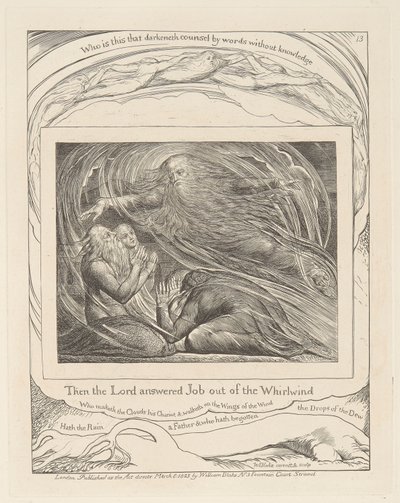 Libro di Giobbe, Tavola 13, Il Signore risponde a Giobbe dal turbine da William Blake