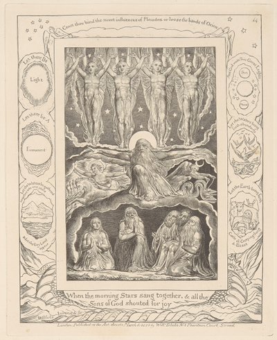 Libro di Giobbe, Tavola 14, Quando le Stelle del Mattino Cantavano Insieme da William Blake