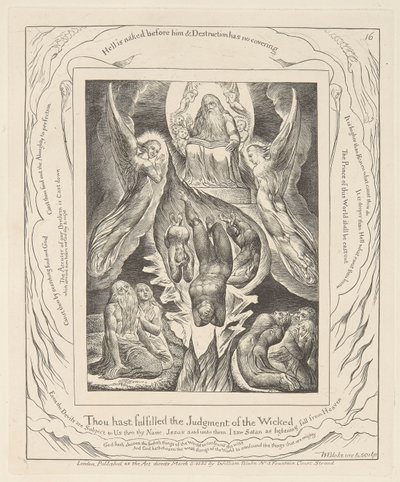 Libro di Giobbe, tavola 16, La caduta di Satana da William Blake