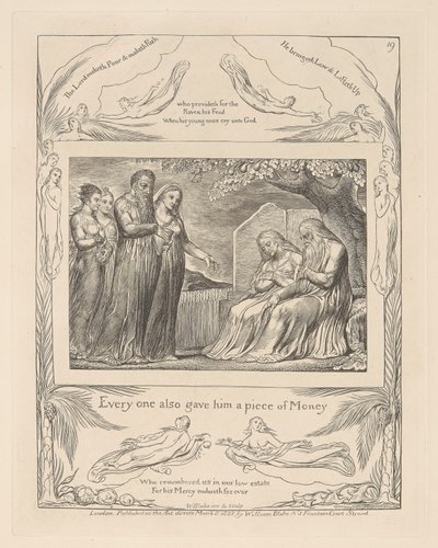 Libro di Giobbe, Tavola 19, Ognuno gli diede anche un pezzo di denaro da William Blake