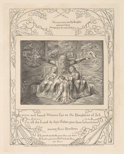 Libro di Giobbe, Tavola 20, Giobbe e le sue figlie da William Blake