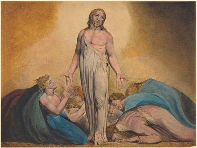 Cristo che appare ai suoi discepoli dopo la resurrezione, 1795 circa (stampa con acquerello e tempera) da William Blake