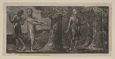 Colinet deriso da due ragazzi, da Pastorali di Virgilio di Thornton, 1821 da William Blake