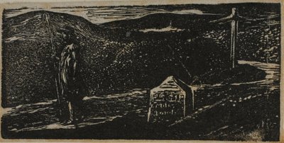 Il viaggio di Colinet: Pietra miliare segnata LXII miglia per Londra, da Le Pastorali di Virgilio da William Blake