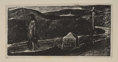 Il viaggio di Colinet, pietra miliare segnata LXII miglia a Londra, dai Pastorali di Thornton da William Blake