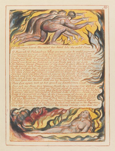 "Enitharmon hörte. Sie hob ihren Kopf wie der milde Mond..." (Platte 93) da William Blake