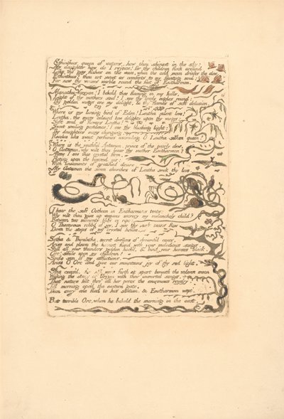 Europa. Una Profezia, Tavola 16, Ethinthus regina delle acque . . . .  (Bentley 17) da William Blake