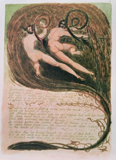Europa una profezia; Entharmon dormiva, Mildew Blighting Ears of Corn, c.1794 da William Blake