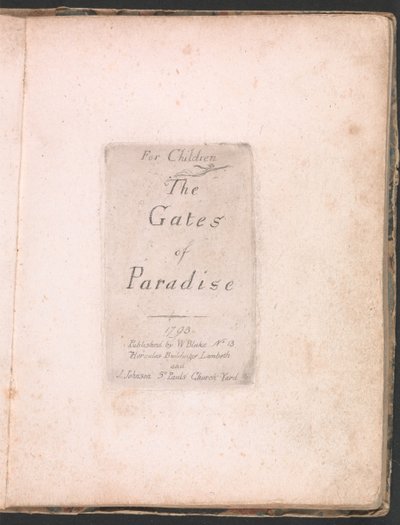 Per bambini. Le porte del paradiso, Tavola 2, Pagina del titolo da William Blake