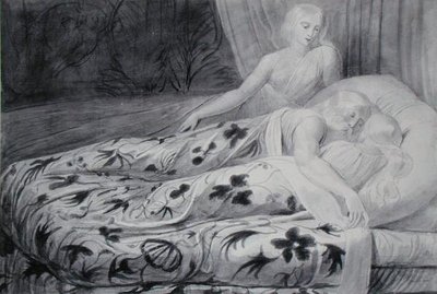 Har e Heva addormentati con Mnetha che li guarda, illustrazione da 