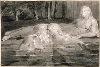 Har e Heva che si bagnano, Mnetha che osserva, c.1785-89 da William Blake