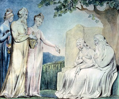 Illustrazioni del Libro di Giobbe; Giobbe accetta la carità, 1825 da William Blake