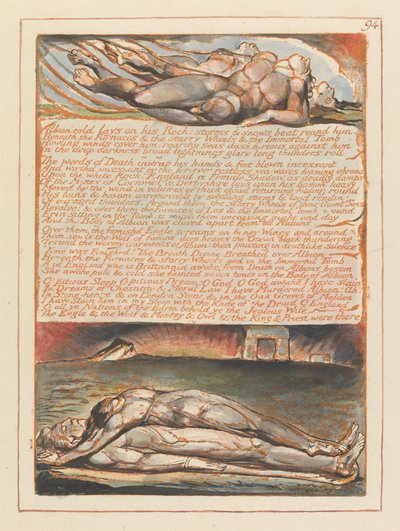 Gerusalemme, Tavola 94, Albion giace freddo sulla sua roccia.... da William Blake