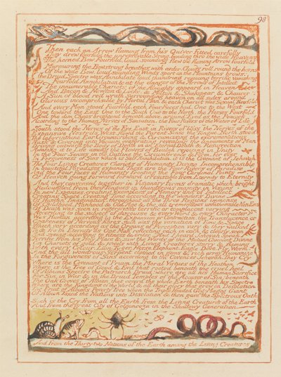 Gerusalemme, Tavola 98, Poi ciascuno una freccia fiammeggiante.... da William Blake
