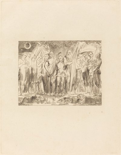 Giobbe e la sua famiglia restaurati alla prosperità da William Blake