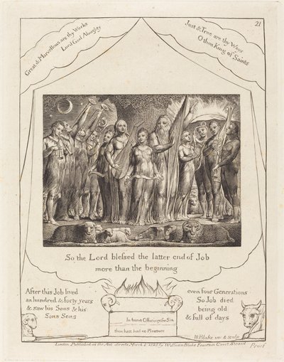Giobbe e Sua Moglie Restaurati alla Prosperità, 1825 da William Blake