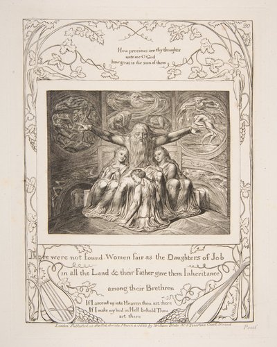 Giobbe e le sue Figlie, da Illustrazioni del Libro di Giobbe da William Blake
